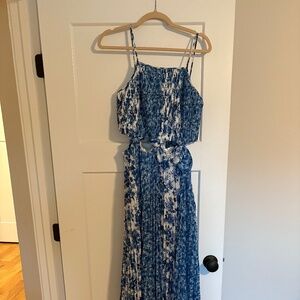 AMUR Holland Cutout Tie Pleated Maxi Dress